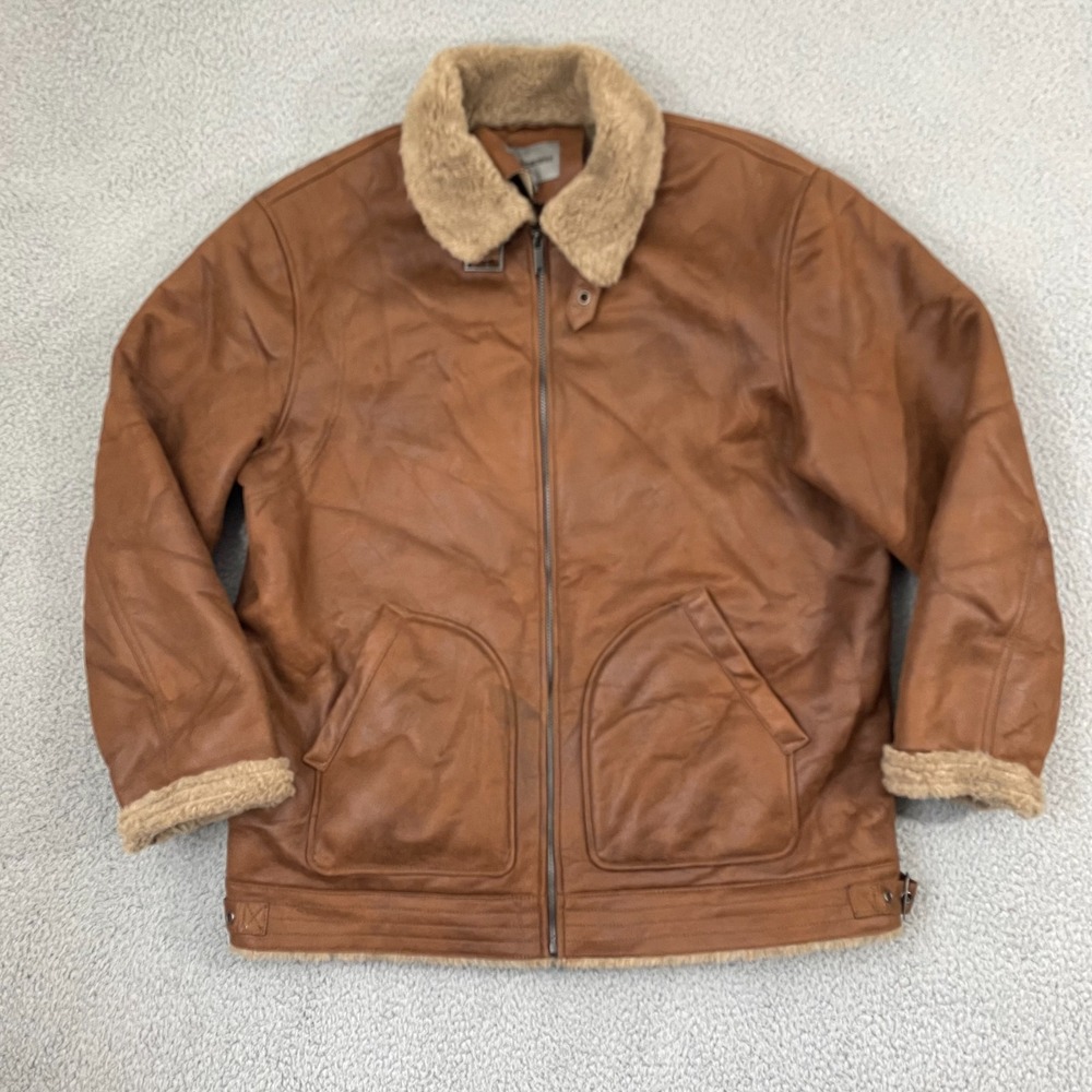 Johnston & Murphy Fleece Lined Jacket Men 2XL Brown Suede Full Zip